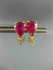ESTATE 1.92CT DIAMOND & AAA RUBY 14KT YELLOW GOLD PEAR SHAPE STUD EARRINGS #1784