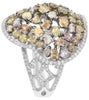 LARGE 5.61CT WHITE & MULTI COLOR DIAMOND 18K WHITE GOLD CLUSTER ANNIVERSARY RING