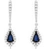 .77CT DIAMOND & AAA SAPPHIRE 14KT WHITE GOLD PEAR SHAPE & ROUND HANGING EARRINGS