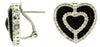 ESTATE .72CT DIAMOND & AAA ONYX 14KT WHITE GOLD 3D DOUBLE HEART CLIP ON EARRINGS