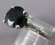 1.96CT DIAMOND & AAA SAPPHIRE PLATINUM 3D OVAL & BAGUETTE ENGAGEMENT RING #27436