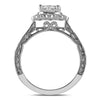 ESTATE 1.2CT DIAMOND 14KT WHITE GOLD ROUND HALO FLOWER FILIGREE ENGAGEMENT RING