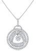 1.02CT DIAMOND 14K WHITE GOLD 3D CIRCULAR FLOWER TRIANGULAR FUN FLOATING PENDANT