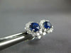ESTATE 1.80CT DIAMOND & AAA SAPPHIRE 18KT WHITE GOLD ROUND FLOWER STUD EARRINGS