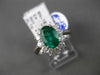 ESTATE LARGE 2.14CT DIAMOND & AAA EMERALD PLATINUM 3D OVAL HALO ENGAGEMENT RING