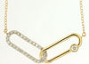 .25CT DIAMOND 14KT 2 TONE GOLD 3D SOLITAIRE DOUBLE OVAL LOVE KNOT FUN NECKLACE