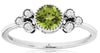 .57CT DIAMOND & AAA PERIDOT 14KT WHITE GOLD 3D ROUND FLORAL LOVE FRIENDSHIP RING
