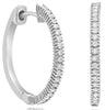 .37CT DIAMOND 18KT WHITE GOLD CLASSIC ROUND 4 PRONG HOOP HUGGIE HANGING EARRINGS