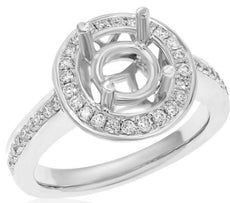 .47CT DIAMOND 14KT WHITE GOLD 3D ROUND 4 PRONG HALO SEMI MOUNT ENGAGEMENT RING