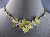 ANTIQUE LARGE .65CT DIAMOND 18KT 2 TONE GOLD HANDCRAFTED FLOWER NECKLACE #28049