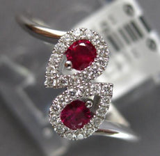 .41CT DIAMOND & AAA RUBY 14K WHITE GOLD ROUND DOUBLE PEAR SHAPE CRISS CROSS RING