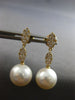 .45CT DIAMOND & AAA SOUTH SEA PEARL 18K YELLOW GOLD DOUBLE LEAF HANGING EARRINGS