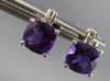 ESTATE 1.62CT DIAMOND & AAA AMETHYST 14K WHITE GOLD SQUARE & ROUND STUD EARRINGS