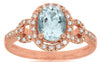 1.28CT DIAMOND & AAA AQUAMARINE 14KT ROSE GOLD OVAL & ROUND LOVE KNOT FUN RING