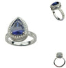 LARGE 5.05CT DIAMOND & AAA TANZANITE 18KT WHITE GOLD PEAR SHAPE ENGAGEMENT RING