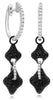 .90CT WHITE & BLACK DIAMOND 18KT WHITE GOLD GEOMETRICAL FLOWER HANGING EARRINGS