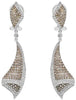 LARGE 3.03CT WHITE & CHOCOLATE FANCY DIAMOND 18KT WHITE GOLD 3D HANGING EARRINGS