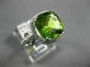 ESTATE LARGE 4.40CT DIAMOND & AAA CUSHION PERIDOT 14K WHITE GOLD SQUARE FUN RING