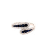 ESTATE .85CT DIAMOND & AAA SAPPHIRE 18K WHITE GOLD 3D CRISS CROSS SNAKE FUN RING