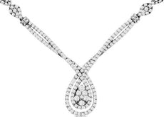 4.7CT DIAMOND 14KT WHITE GOLD CLUSTER PEAR SHAPE TEAR DROP CRISS CROSS NECKLACE