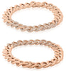 1.26CT DIAMOND 14KT ROSE GOLD 3D ROUND CLASSIC SEMI ETERNITY CUBAN LOVE BRACELET