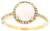 ESTATE 1.36CT DIAMOND & AAA OPAL 14KT YELLOW GOLD 3D ROUND HALO CLASSIC FUN RING