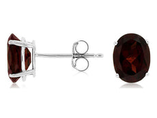 ESTATE 2.80CT AAA GARNET 14KT WHITE GOLD 3D CLASSIC OVAL SOLITAIRE STUD EARRINGS