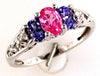 1.32CT DIAMOND & AAA TANZANITE & PINK SAPPHIRE 14KT WHITE GOLD FRIENDSHIP RING