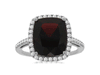 LARGE 5.88CT DIAMOND & AAA GARNET 14KT WHITE GOLD CUSHION & ROUND HALO FUN RING