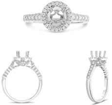 .32CT DIAMOND 14KT WHITE GOLD ROUND FILIGREE 4 PRONG SEMI MOUNT ENGAGEMENT RING