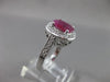 ANTIQUE 2.3CT DIAMOND & RUBY 14KT WHITE GOLD HALO DESIGN ENGAGEMENT RING #3046