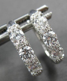1.02CT DIAMOND 18KT WHITE GOLD 3D 3 STONE PAST PRESENT FUTURE LEVERBACK EARRINGS