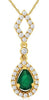 1.05CT DIAMOND & AAA EMERALD 14K YELLOW GOLD PEAR SHAPE HALO GEOMETRICAL PENDANT