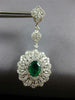 ESTATE EXTRA LARGE 7.34CT DIAMOND & AAA EMERALD 18KT WHITE GOLD HANGING EARRINGS