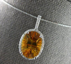 5.77CT DIAMOND & CITRINE 14KT WHITE GOLD OVAL & ROUND FILIGREE FLOATING PENDANT