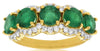 Estate 2.7Ct Diamond & AAA Emerald 14Kt Yellow Gold Round 5 Stone Halo Anniversary Ring
