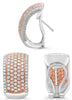 LARGE 2.10CT WHITE & PINK DIAMOND 18K WHITE & ROSE GOLD CLIP ON HANGING EARRINGS
