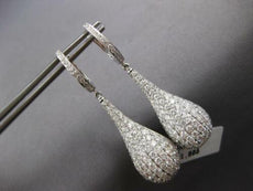 EXTRA LARGE 6.51CT DIAMOND 14KT WHITE GOLD 3D TEAR DROP HUGGIE HANGING EARRINGS