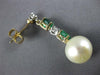 1.88CT DIAMOND AAA EMERALD & SOUTH SEA PEARL 14K 2 TONE GOLD OVAL EARRINGS 27171
