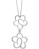 ESTATE LARGE .74CT DIAMOND 18KT WHITE GOLD DOUBLE FLOWER FILIGREE LOVE NECKLACE