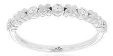 ESTATE .08CT DIAMOND 14KT WHITE GOLD 3D ROUND 5 STONE BUTTERFLY FLOWER LOVE RING