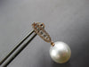 ESTATE LARGE .45CT DIAMOND & AAA SOUTH SEA PEARL 18KT ROSE GOLD 3D BAR HANGING EARRINGS