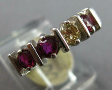 1.05CT FANCY YELLOW DIAMOND & AAA RUBY 14KT WHITE GOLD 5 STONE ANNIVERSARY RING