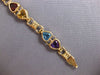 ESTATE 9.2CT AAA MULTI GEM 14KT YELLOW GOLD 3D MULTI HEART LOVE BRACELET