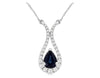 1.21CT DIAMOND & AAA SAPPHIRE 14K WHITE GOLD PEAR SHAPE LUCKY HORSESHOE NECKLACE