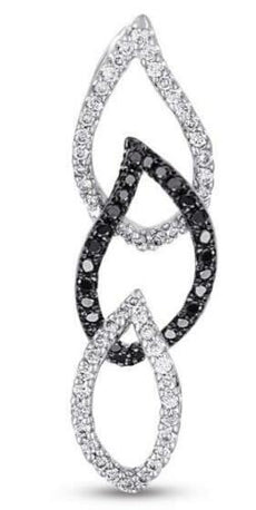 .36CT WHITE & BLACK DIAMOND 14K WHITE GOLD MULTI LEAF TEAR DROP FLOATING PENDANT