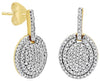 ESTATE .46CT DIAMOND 14KT YELLOW GOLD 3D CLASSIC OVAL PAVE FUN HANGING EARRINGS