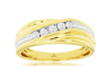 ESTATE .25CT DIAMOND 14KT 2 TONE GOLD 3D ROUND 5 STONE DIAGONAL FUN MENS RING