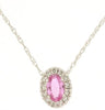.48CT DIAMOND & AAA PINK SAPPHIRE 14K WHITE GOLD OVAL & ROUND HALO LOVE NECKLACE