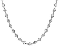 9.35CT DIAMOND 18K WHITE GOLD ROUND BY THE YARD COMPACT ETERNITY TENNIS NECKLACE